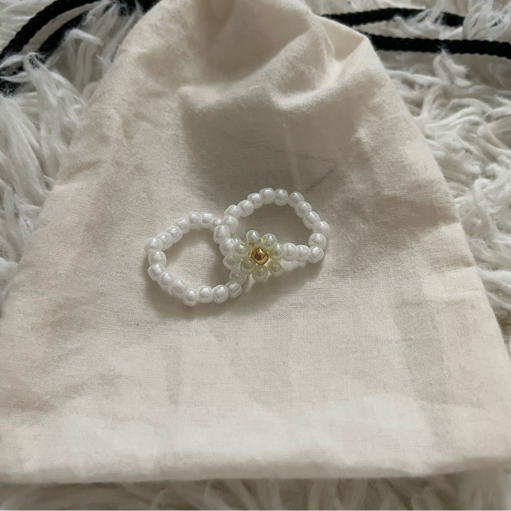 3/$25 Pearl Flower Ring Set